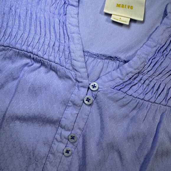 Maeve Pintuck Button Blouse Lavender Women’s 6 Peasant Cottagecore Puff Boho - Picture 9 of 16
